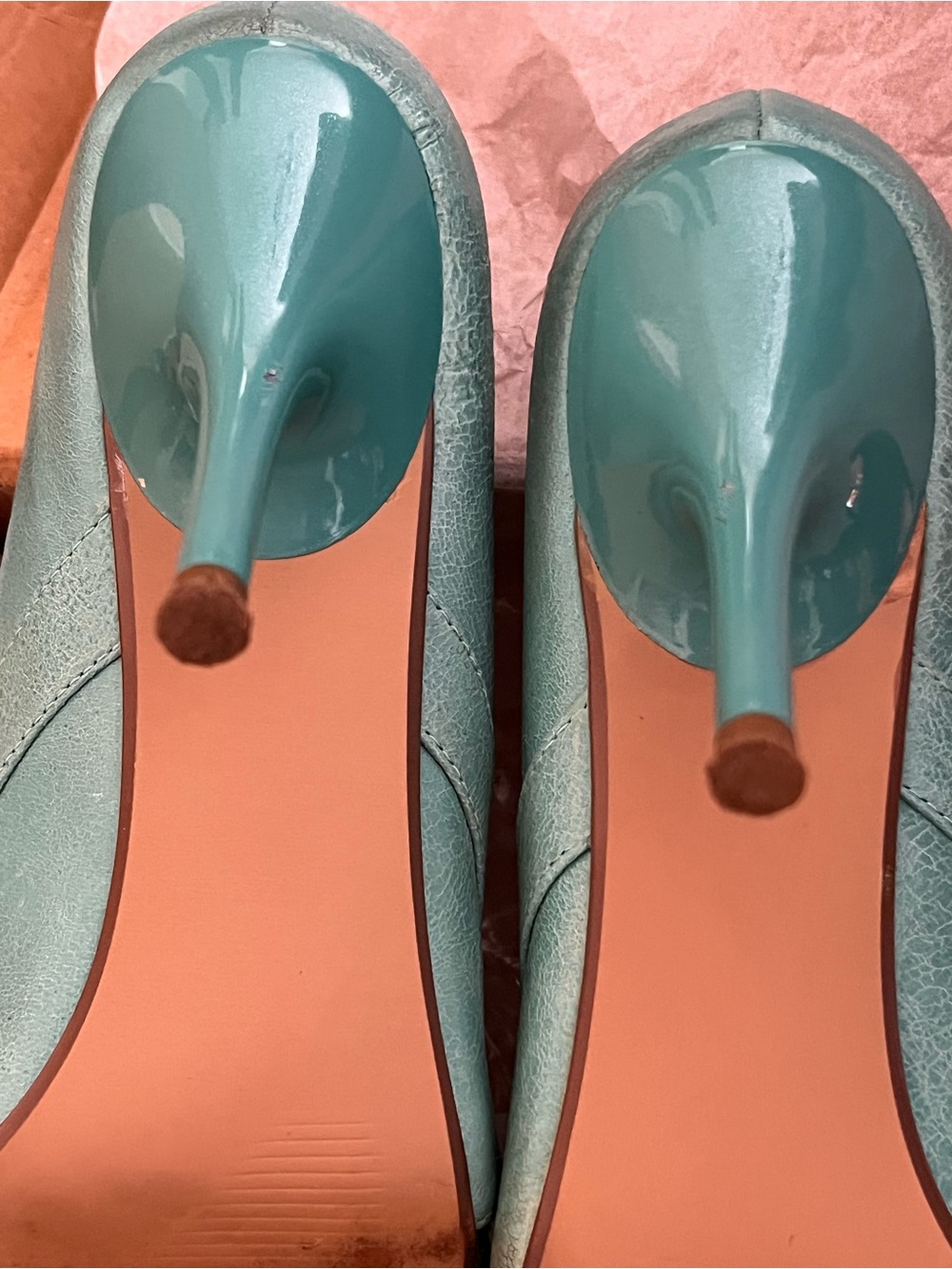 vintage steve madden debonair turquoise open tow pump size 8.5 - Picture 5 of 6